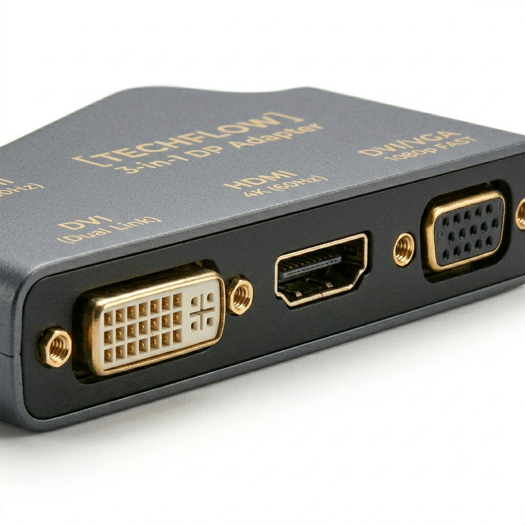 DisplayPort to DVI, HDMI & VGA 3-in-1 Converter Adapter – Multi-Display Solution - Image 2