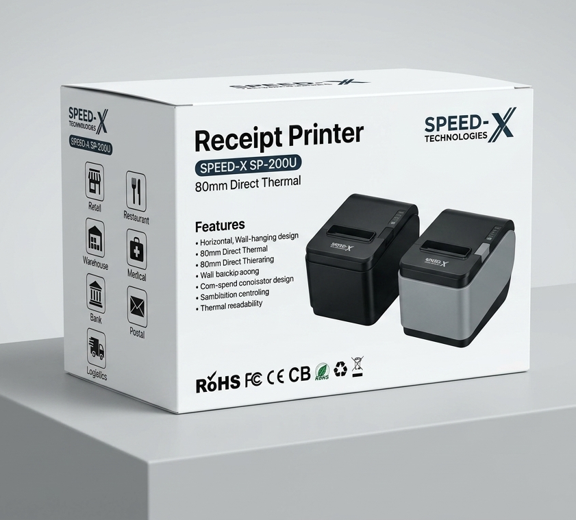 Speed-X SP-200U USB Thermal Receipt Printer (Black Color) - Image 3