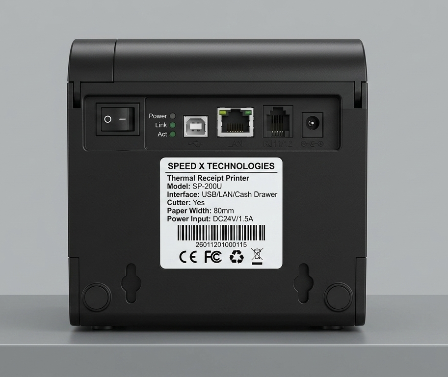 Speed-X SP-200U USB Thermal Receipt Printer (Black Color) - Image 2